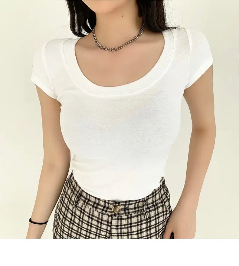 Women Cotton Slim Fit T-Shirt Light Blue Summer Dress — feature 26