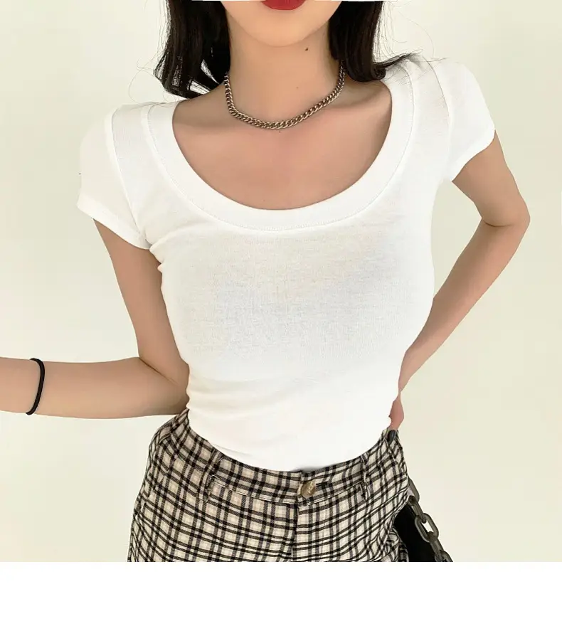 Women Cotton Slim Fit T-Shirt Light Blue Summer Dress — feature 28