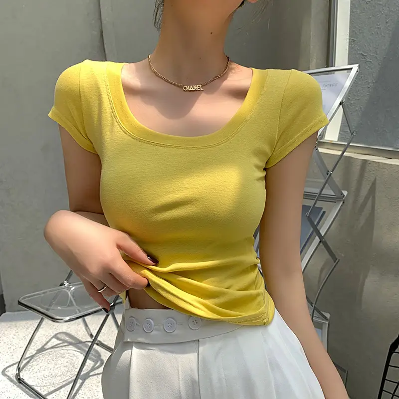 Women Cotton Slim Fit T-Shirt Light Blue Summer Dress — feature 5