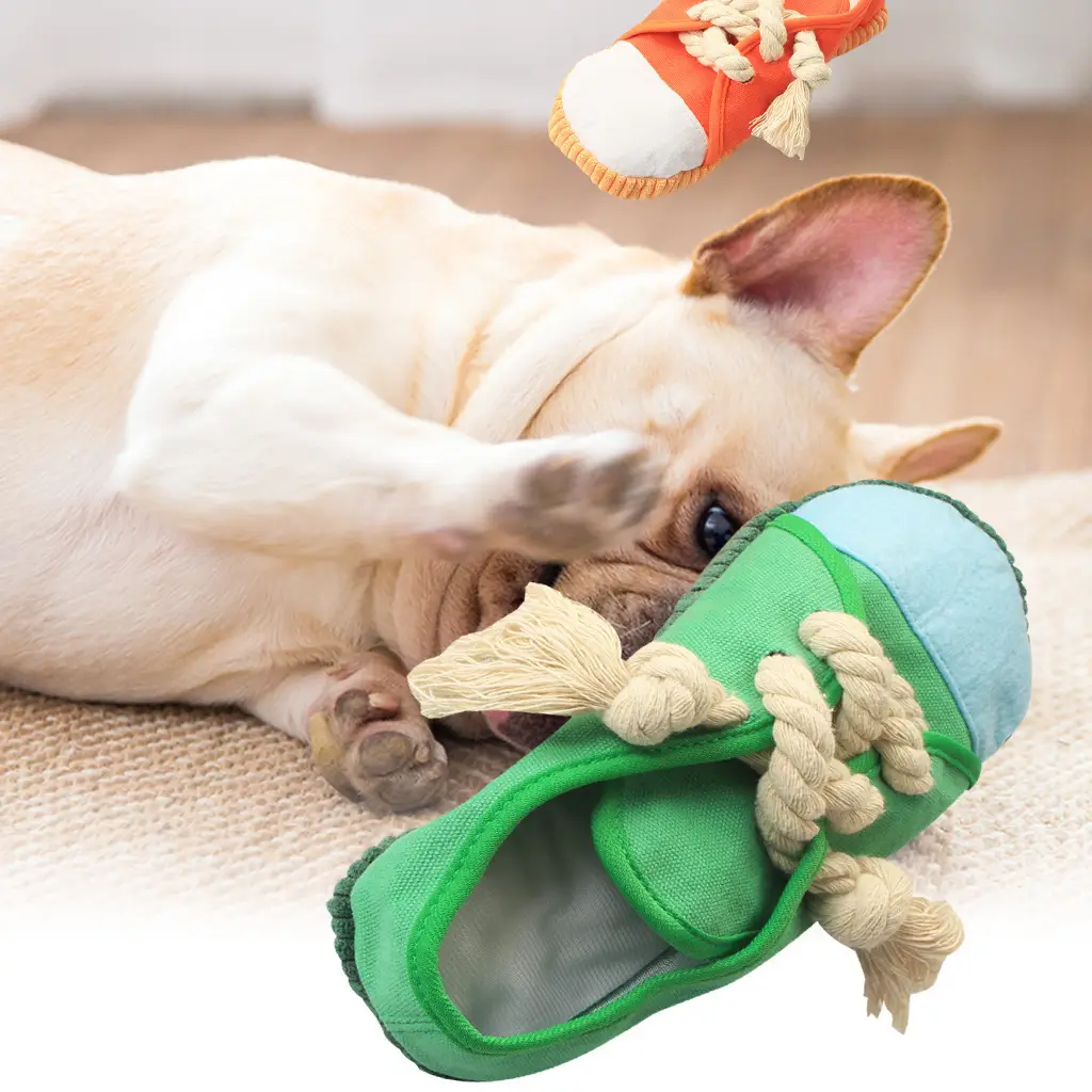 Amazon Canvas Shoes Pet Sound Toy Dog Teething and Teeth Cleaning Boredom Relief Supplies for Large Dogs Durable Chew Toys