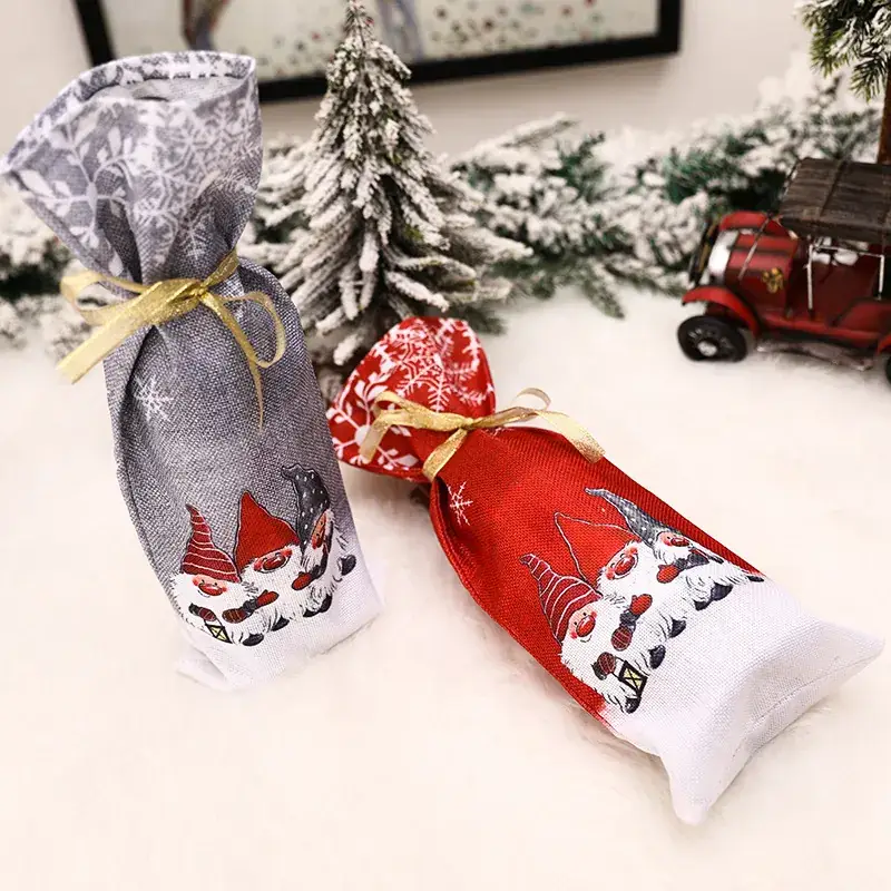 Christmas Wine Bottle Cover with Gnome Design - Image 4