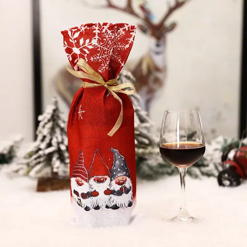 Christmas Wine Bottle Cover with Gnome Design - Image 6