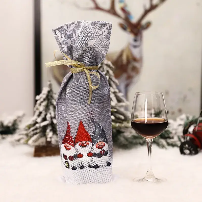 Christmas Wine Bottle Cover with Gnome Design - Image 2