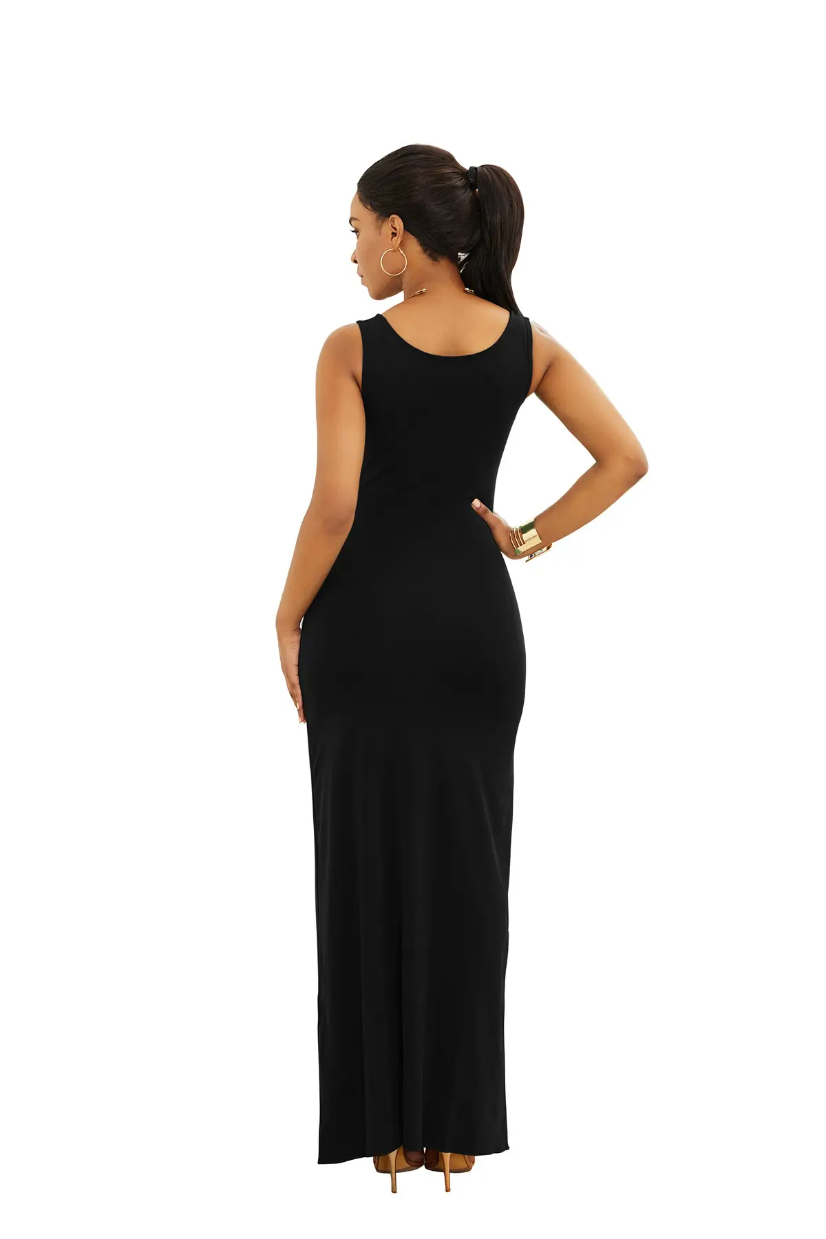 Women's Slim Fit Pink Long Sleeve Vest Dress — feature 20