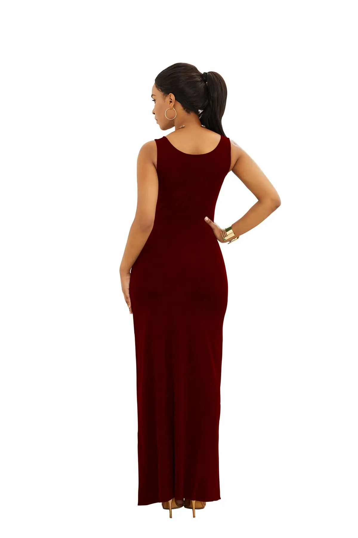 Women's Slim Fit Pink Long Sleeve Vest Dress — feature 23