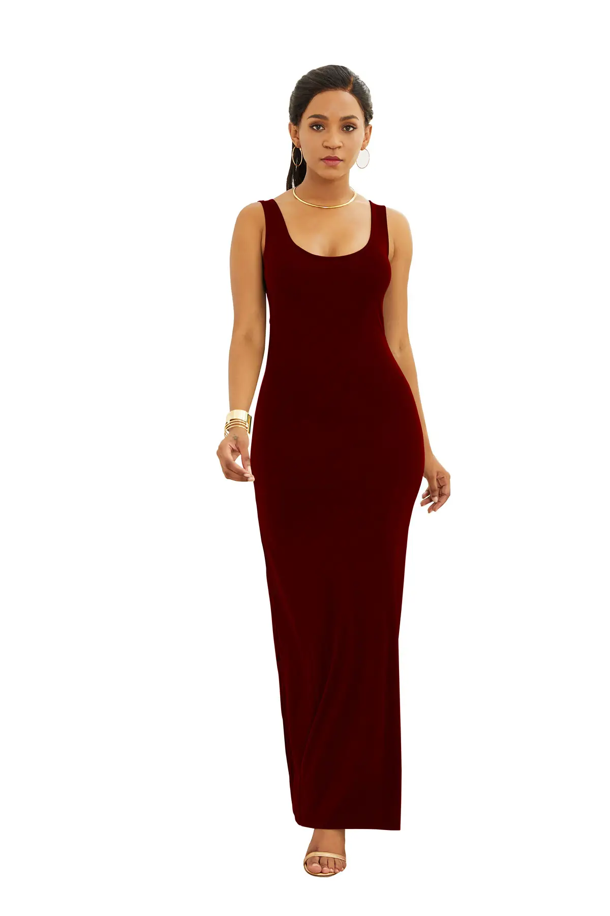 Women's Slim Fit Pink Long Sleeve Vest Dress — feature 24