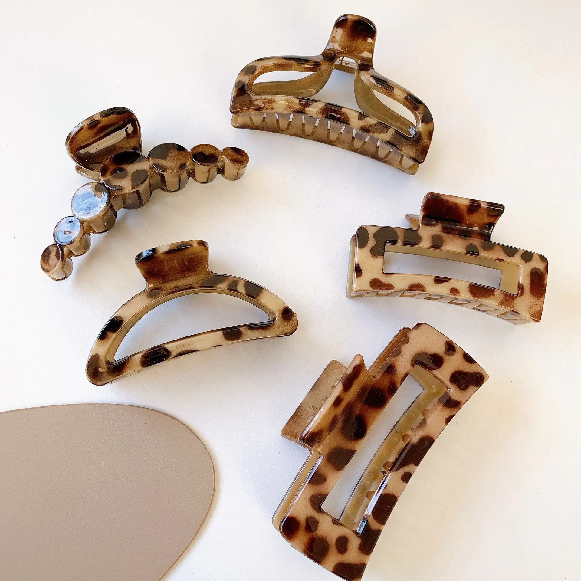 French Retro Leopard Print Hair Clip Large Back of Head