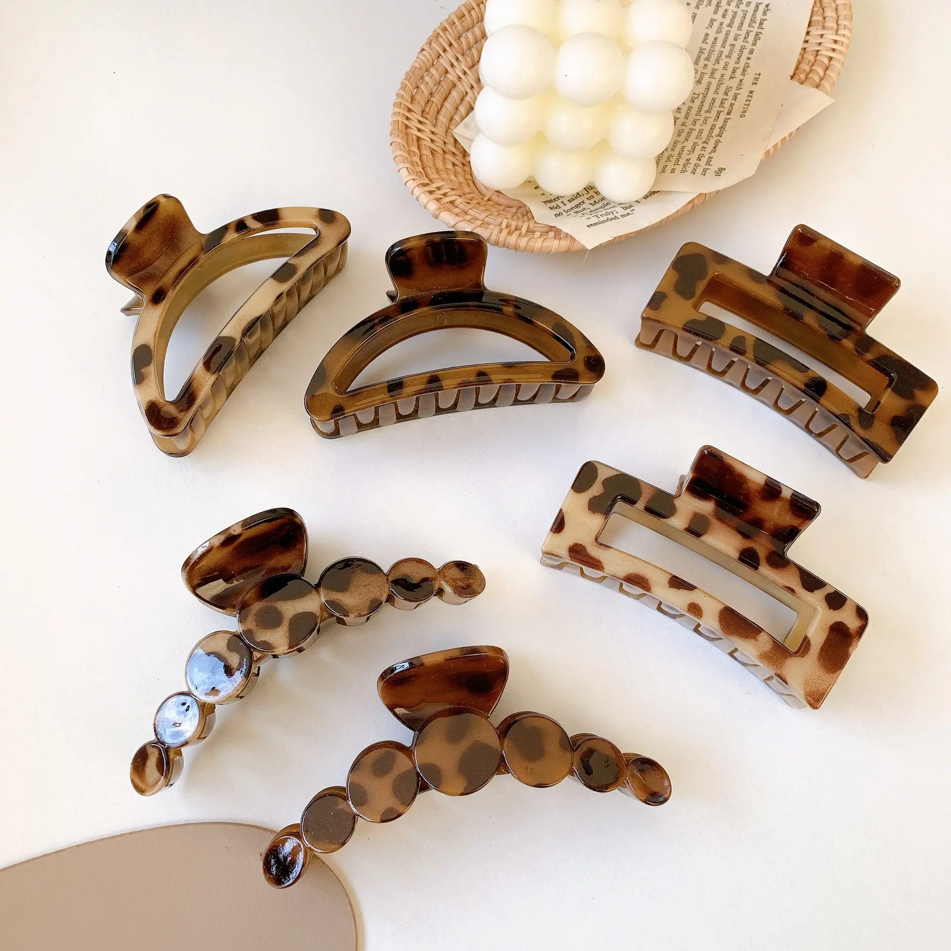 French Retro Leopard Print Hair Clip Large Back of Head