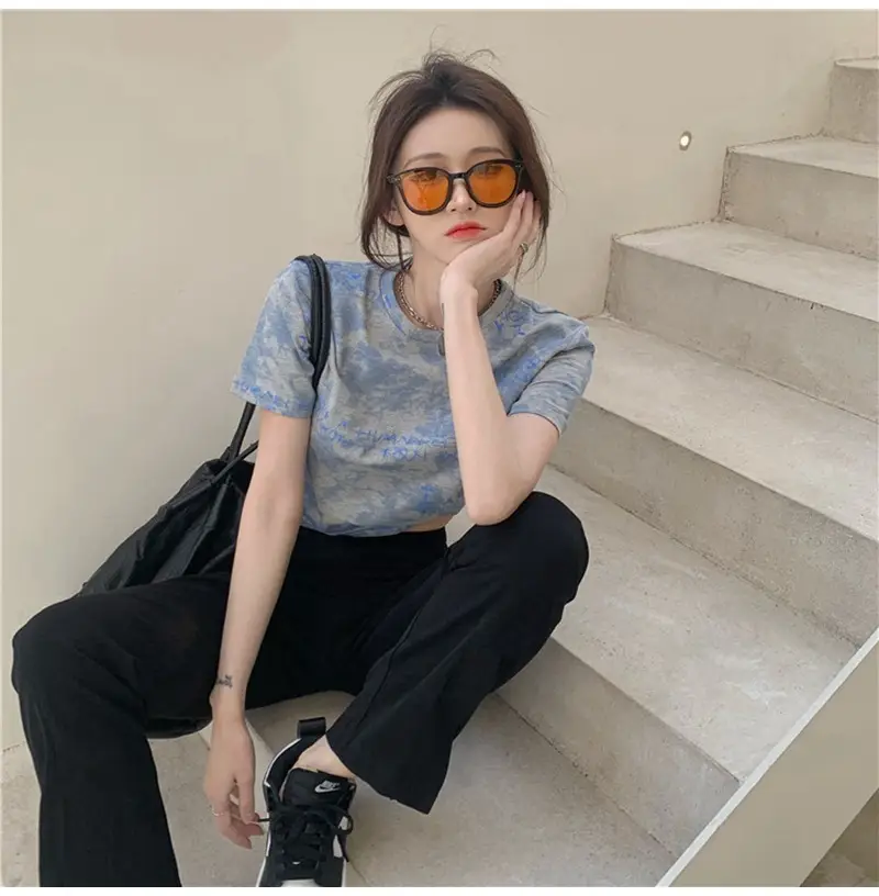 Women Tie-Dye Crop T-Shirt Blue Summer 2025 — feature 10