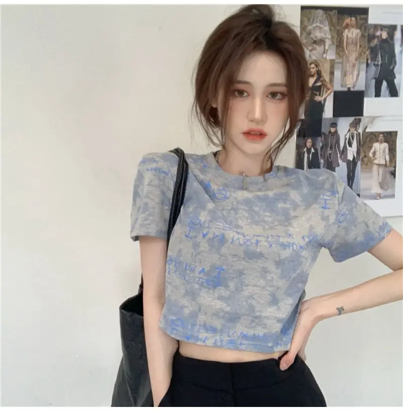 Women Tie-Dye Crop T-Shirt Blue Summer 2025 — feature 11
