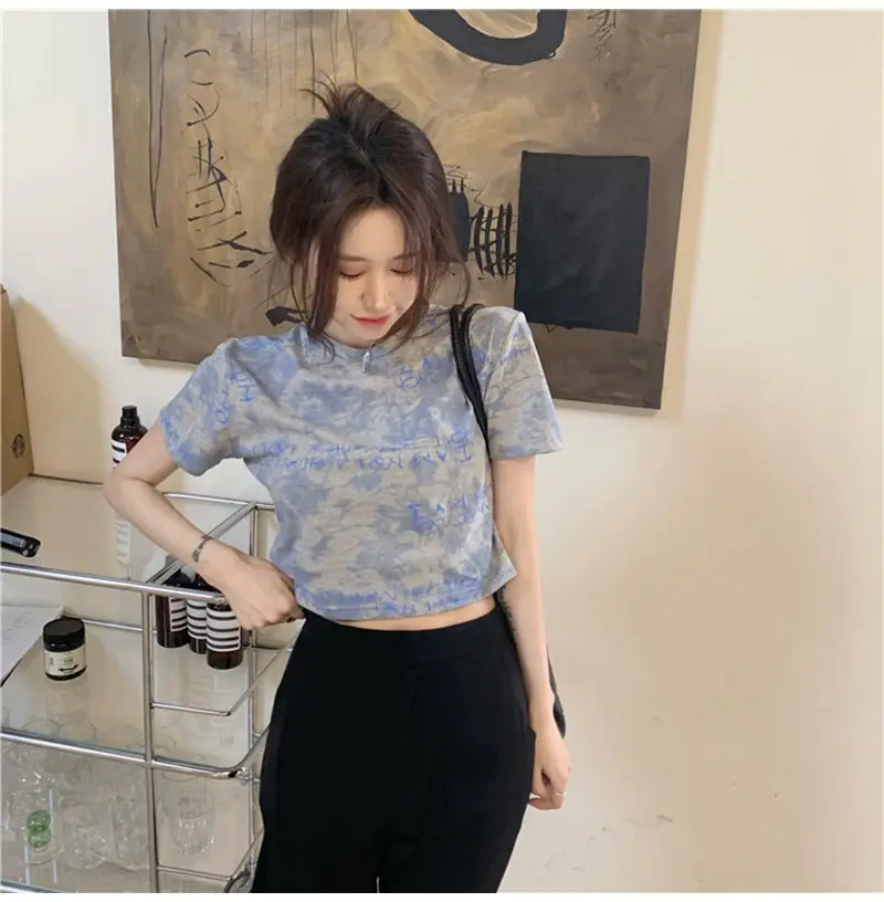 Women Tie-Dye Crop T-Shirt Blue Summer 2025 — feature 12