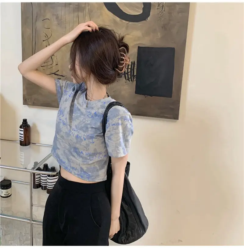 Women Tie-Dye Crop T-Shirt Blue Summer 2025 — feature 13