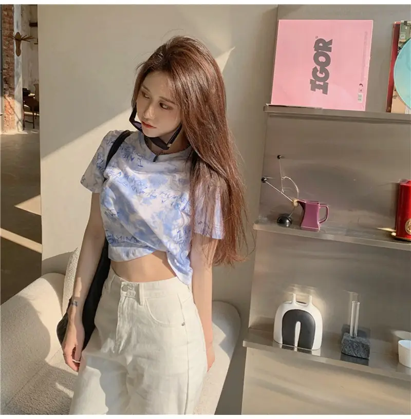 Women Tie-Dye Crop T-Shirt Blue Summer 2025 — feature 14