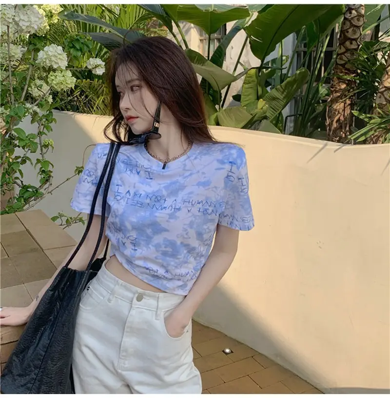 Women Tie-Dye Crop T-Shirt Blue Summer 2025 — feature 16