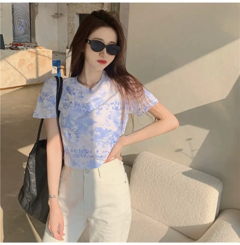 Women Tie-Dye Crop T-Shirt Blue Summer 2025 — feature 17