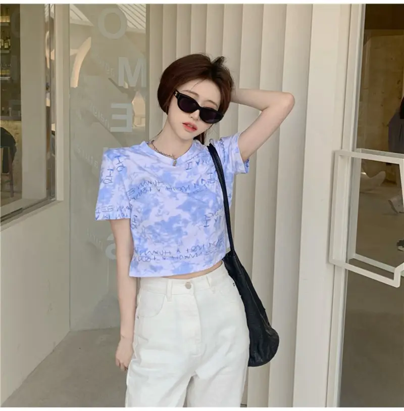 Women Tie-Dye Crop T-Shirt Blue Summer 2025 — feature 18