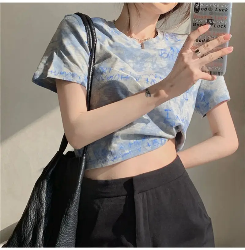 Women Tie-Dye Crop T-Shirt Blue Summer 2025 — feature 2