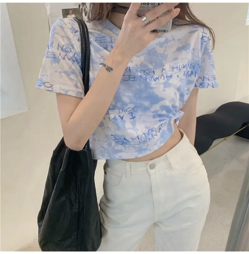 Women Tie-Dye Crop T-Shirt Blue Summer 2025 — feature 21