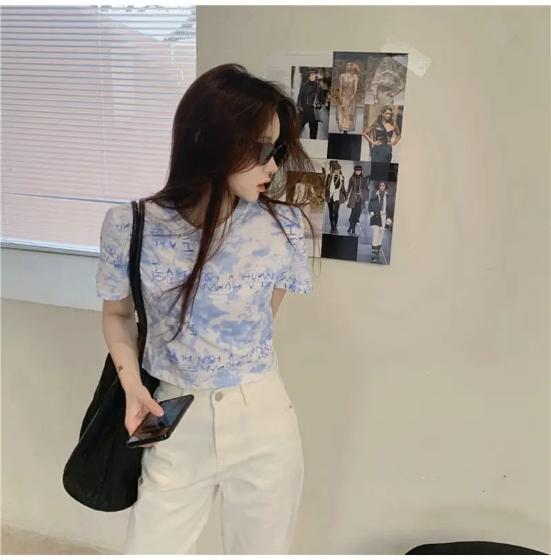 Women Tie-Dye Crop T-Shirt Blue Summer 2025 — feature 22
