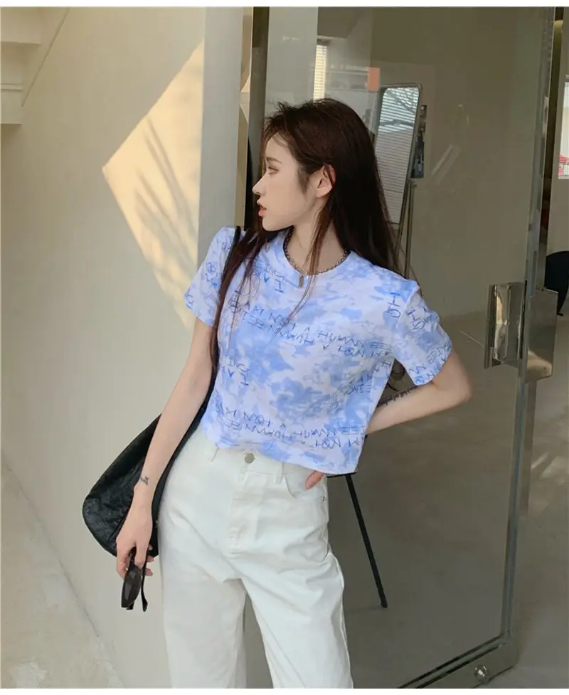 Women Tie-Dye Crop T-Shirt Blue Summer 2025 — feature 23