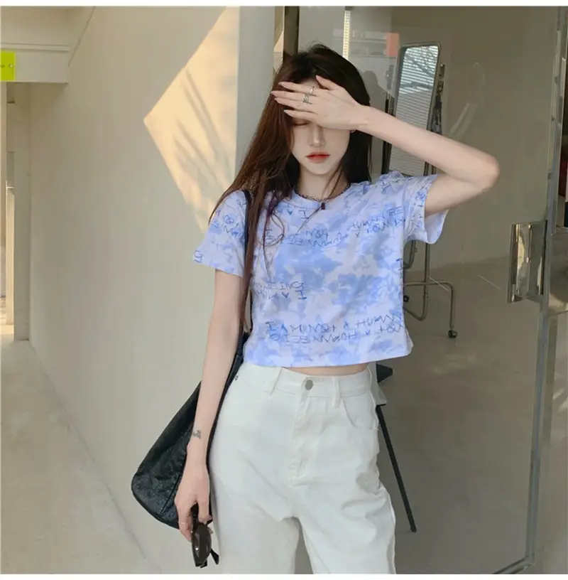 Women Tie-Dye Crop T-Shirt Blue Summer 2025 — feature 24