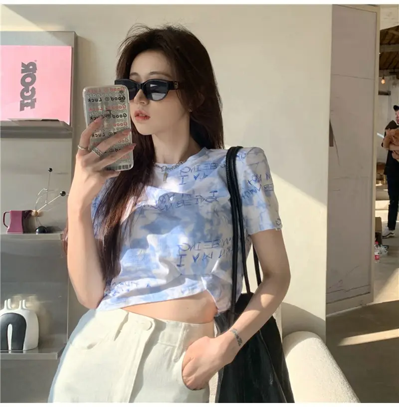 Women Tie-Dye Crop T-Shirt Blue Summer 2025 — feature 25