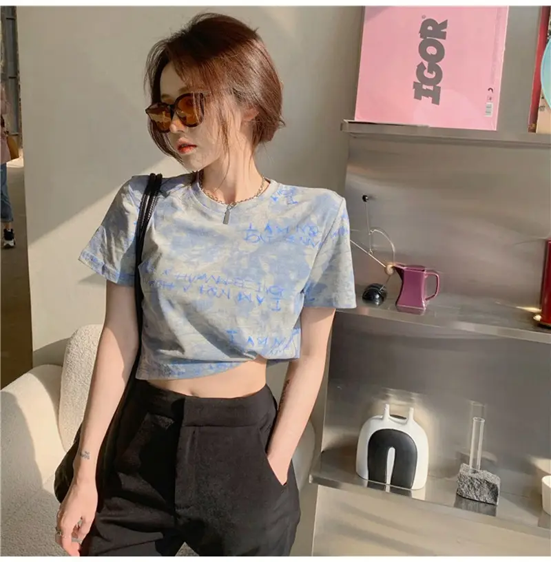 Women Tie-Dye Crop T-Shirt Blue Summer 2025 — feature 3