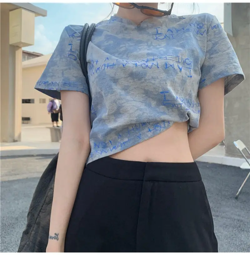 Women Tie-Dye Crop T-Shirt Blue Summer 2025 — feature 6