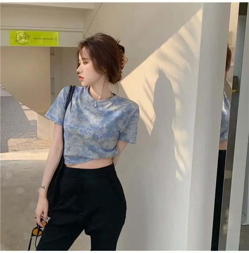 Women Tie-Dye Crop T-Shirt Blue Summer 2025 — feature 8