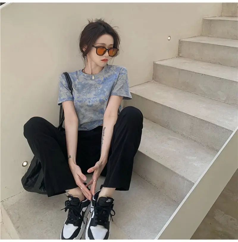 Women Tie-Dye Crop T-Shirt Blue Summer 2025 — feature 9