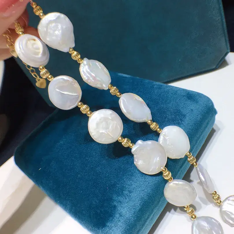 Classic Baroque Pearl Bracelet with Gold Plated Clasp