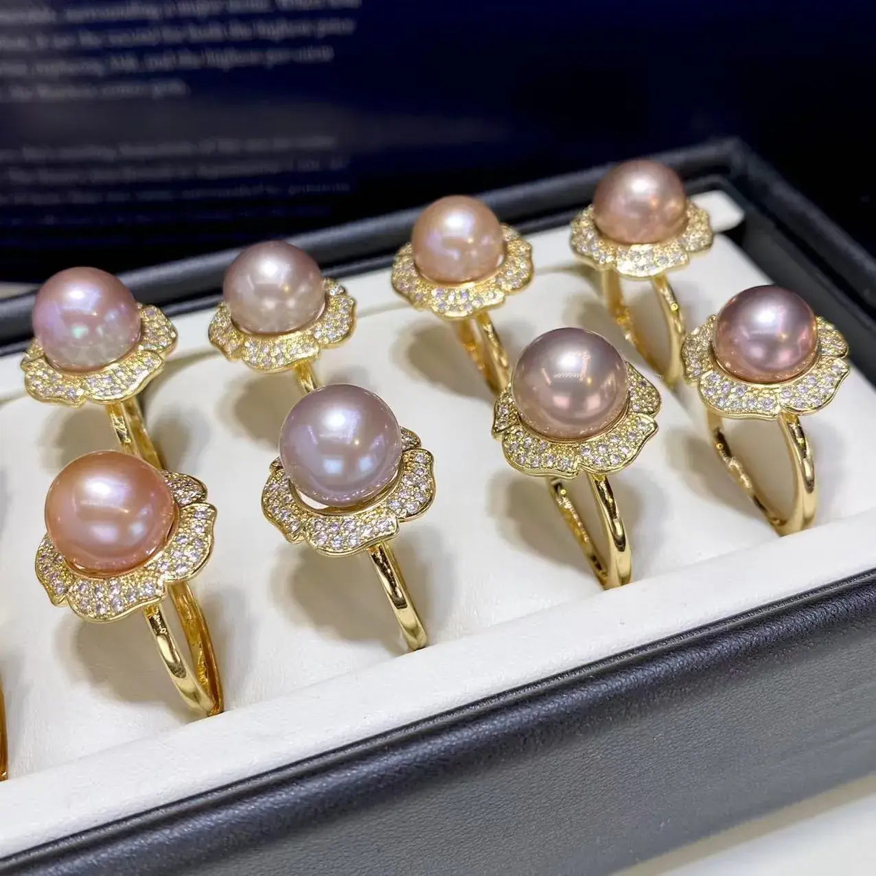 Purple Pearl Rings 10mm Round 18K Gold Filled Wholesale - Image 4