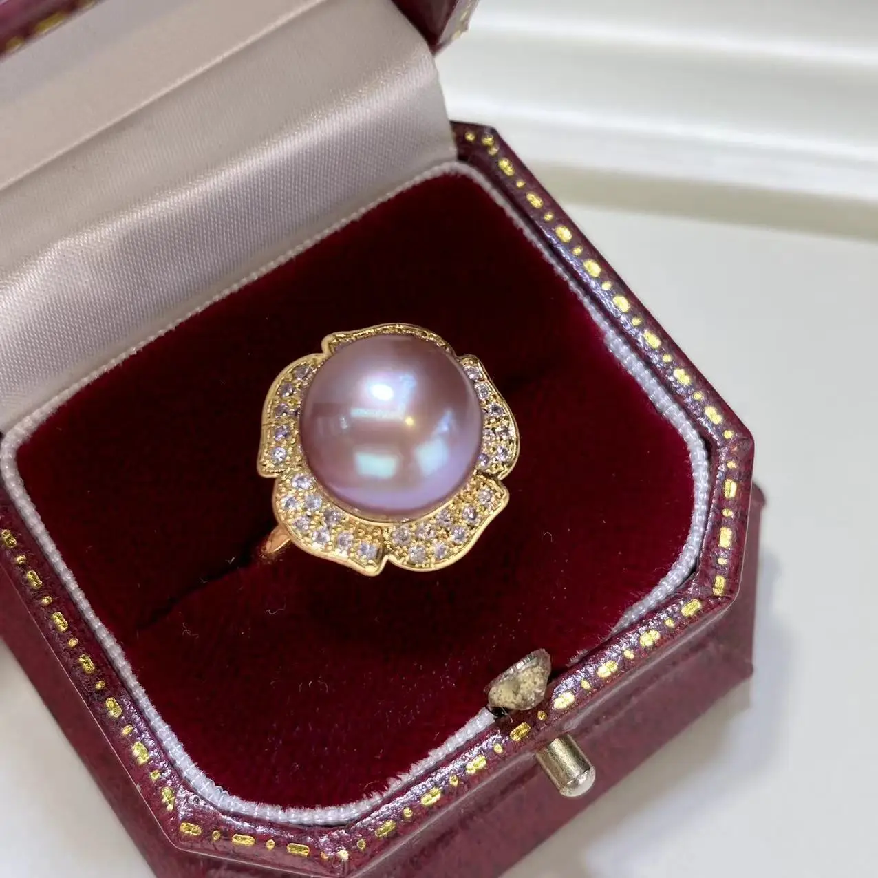 Purple Pearl Rings 10mm Round 18K Gold Filled Wholesale — feature 17
