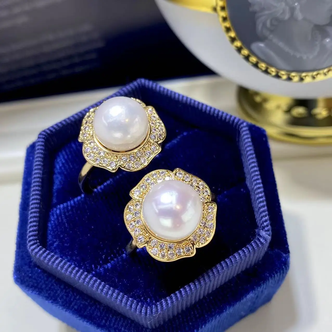 Purple Pearl Rings 10mm Round 18K Gold Filled Wholesale — feature 18