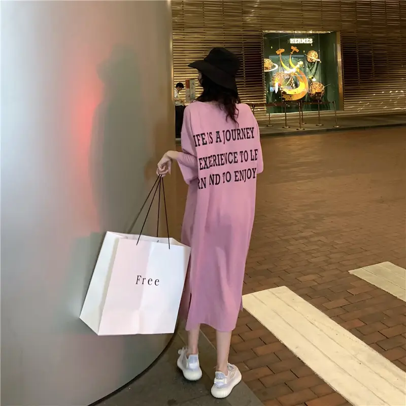 2024 Plus Size Women Long T-Shirt Skirt Set Black