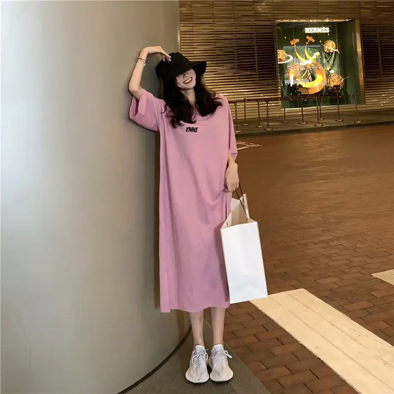 2024 Plus Size Women Long T-Shirt Skirt Set Black