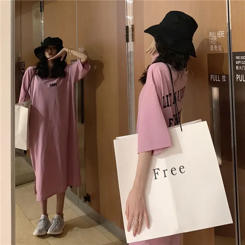 2024 Plus Size Women Long T-Shirt Skirt Set Black