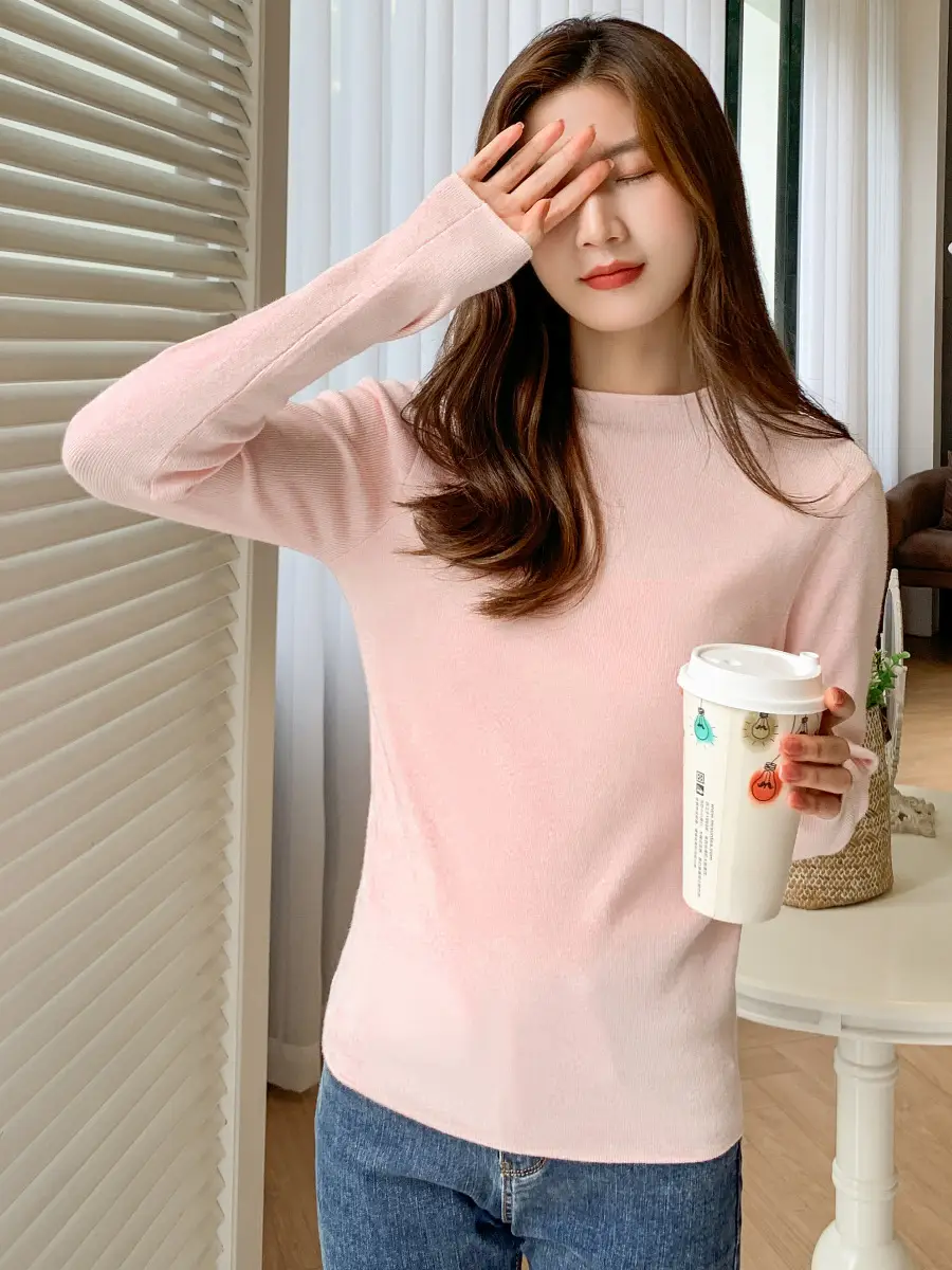 Women Pink Long Sleeve Knitted Shirt - Image 20