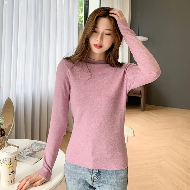 Women Pink Long Sleeve Knitted Shirt - Image 12
