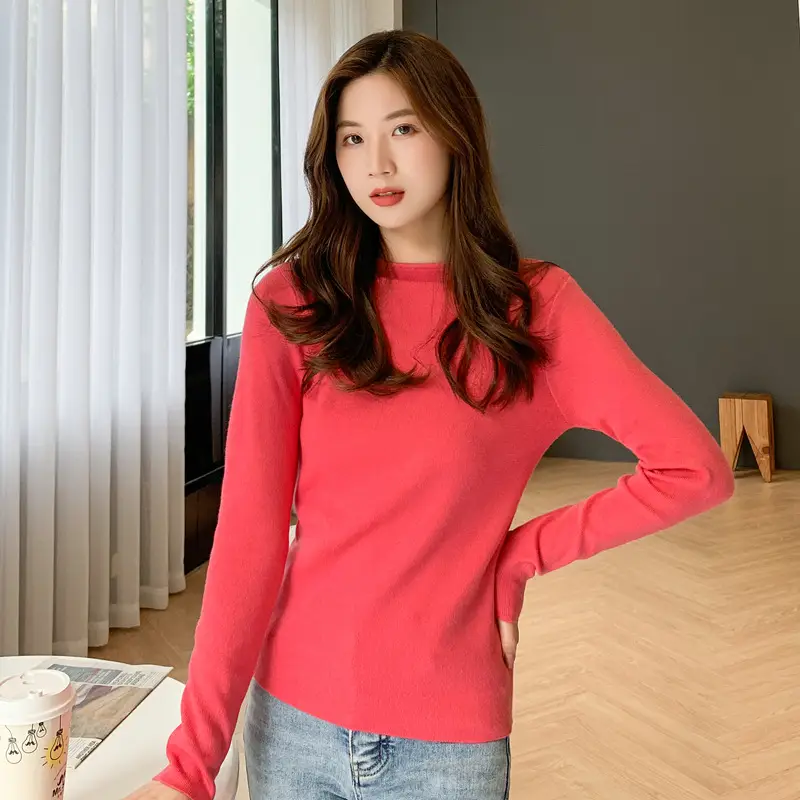 Women Pink Long Sleeve Knitted Shirt - Image 14