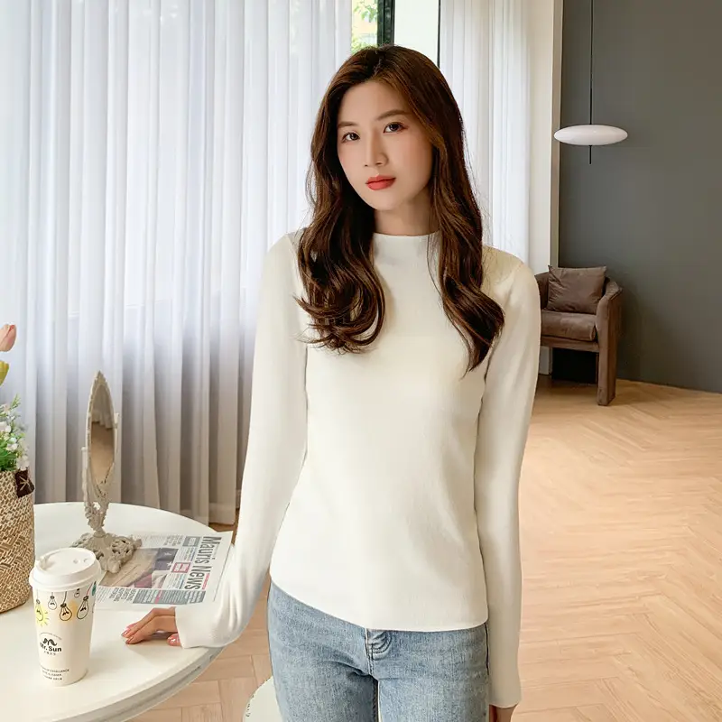 Women Pink Long Sleeve Knitted Shirt - Image 2