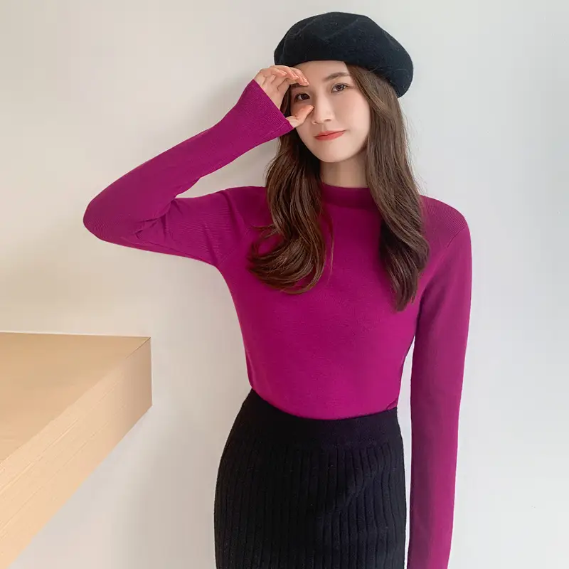 Women Pink Long Sleeve Knitted Shirt - Image 6