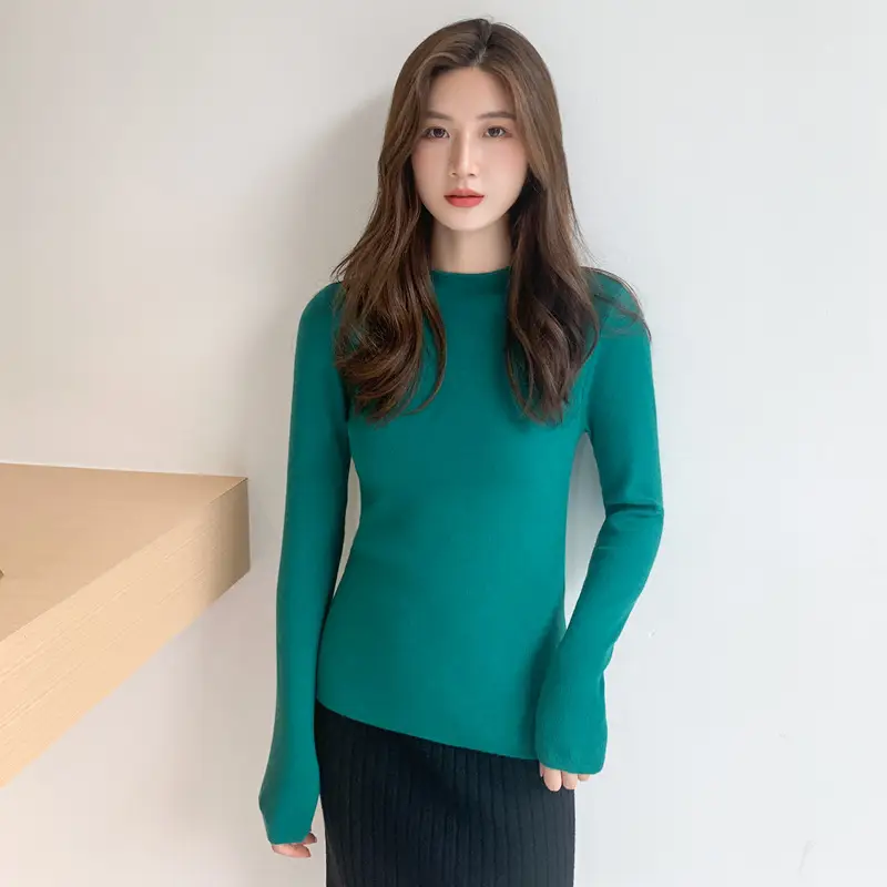 Women Pink Long Sleeve Knitted Shirt - Image 7