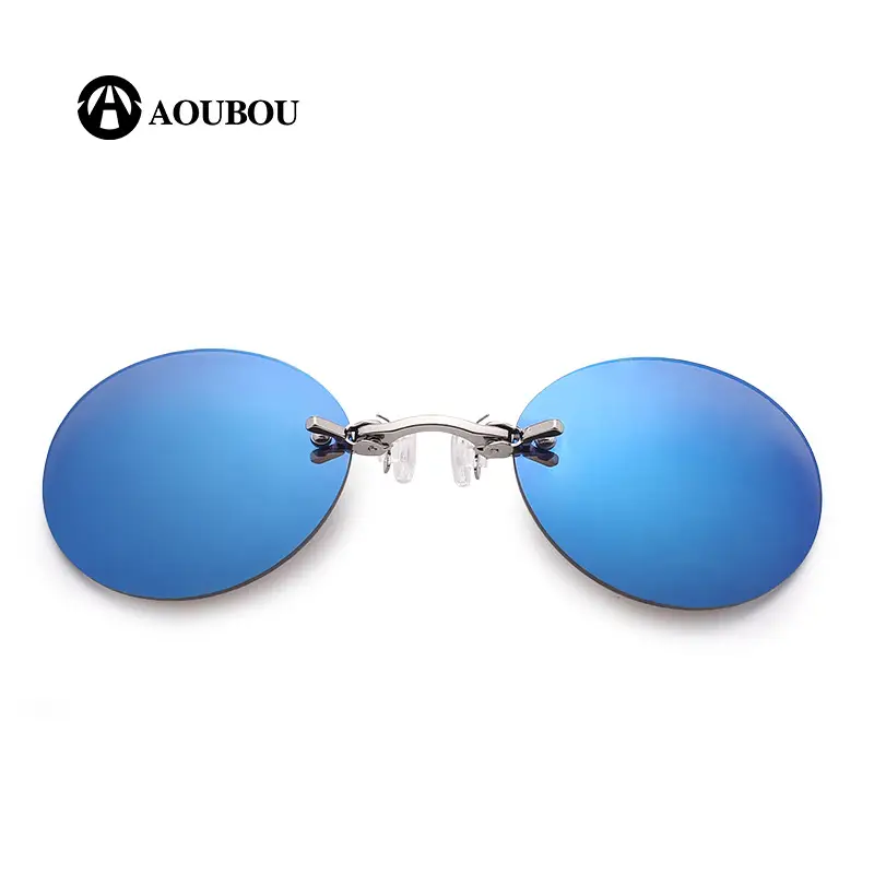 Retro Round Clip-On Sunglasses with Red Lens