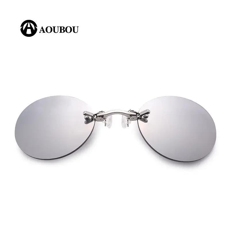 Retro Round Clip-On Sunglasses with Red Lens