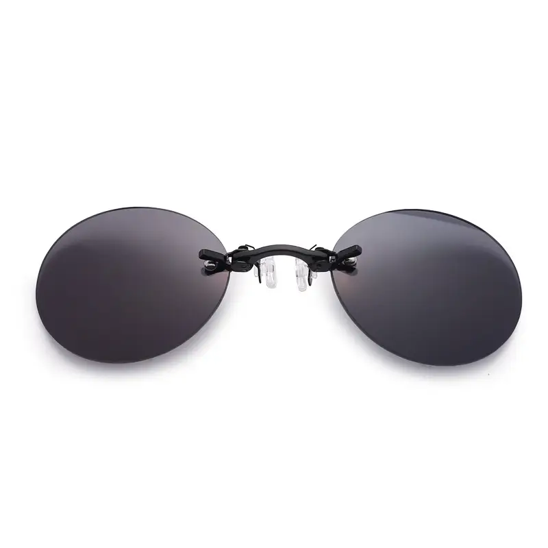 Retro Round Clip-On Sunglasses with Red Lens