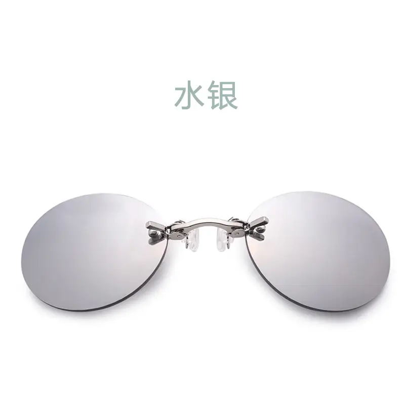 Retro Round Clip-On Sunglasses with Red Lens