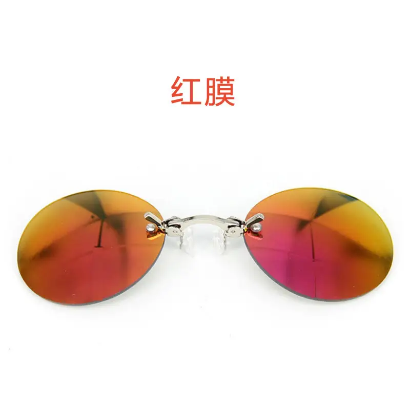 Retro Round Clip-On Sunglasses with Red Lens