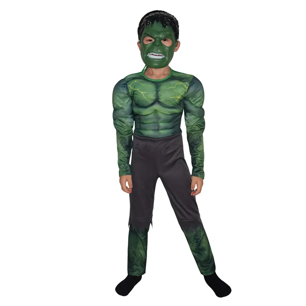 Hulk One Piece Muscle Costume Kids Avengers Green - Image 6