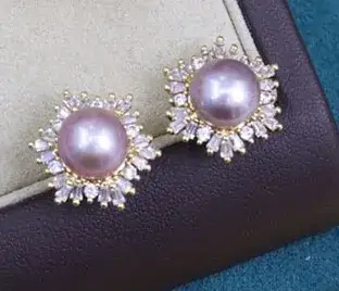 2021 Freshwater Pearl Set 8-9mm Peacock Green Black Pendant Earrings Ring 18K Pack Gold Light Luxury All-match Gift Giving - Image 14